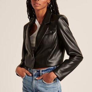 Abercrombie cropped leather blazer